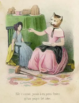 Pretends: CAT FEEDS HUMAN DOLL
