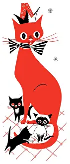 Cats: Cat in Paper Hat ? with three kittens