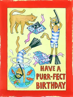 Unwrapping: Cat scuba diving into a goldfish bowl