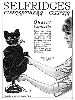 Knacks: Cat telephone cosy from Selfridges, 1919