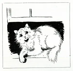 Wain: Cat on the window ledge, by Louis Wain