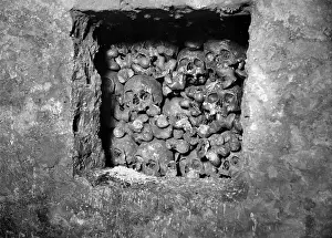 Skulls: Catacombs in St. Stephan's Cathedral in Vienna, 1932
