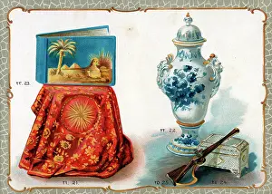 Efendi: Catalogue illustration, embroidered cloth, vase, album, etc