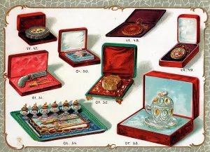 Efendi: Catalogue illustration, items in presentation boxes, etc