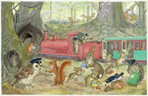 Hedgehogs: Catching the Train - with owl, squirrels, rabbits, etc