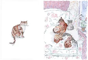 Bernice: Five cats on an armchair