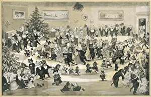 A Cat's Christmas Dance by Louis Wain
