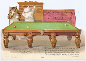 Cues: Two cats on a cutout Christmas card