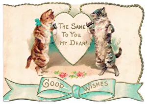 Mouthpiece: Two cats on a cutout greetings card