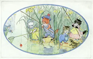 Whimsical: Cats fishing