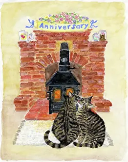 Kember: Cats in front of glowing stove