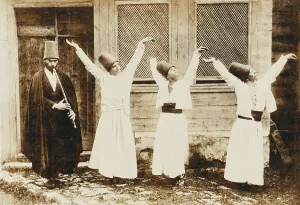 Circassian: Caucasus, Young Circassian Dervishes with ney player