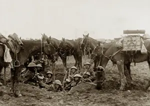 Destroy: Cavalrymen resting in a shell hole