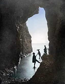 Enoshima: Cave at Enoshima, Japan, circa 1880s