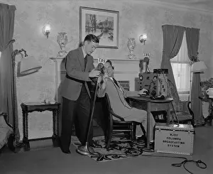 Rs5wnlcgr: CBS Radio engineers testing the mikes and controls