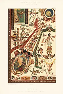 Florenz: Ceiling painting in the Uffizi Gallery, Florence