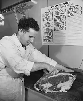 Meats: Ceiling prices on meats are posted by an American