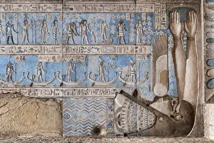 Pronaos: Ceiling Relief - Pronaos, Temple of Hathor, Dendera Complex