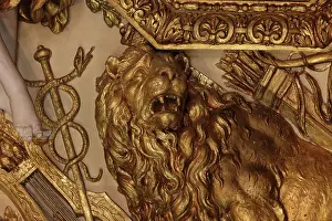 Caduceus: Ceiling stucco, King's Bedchamber, Chateau de