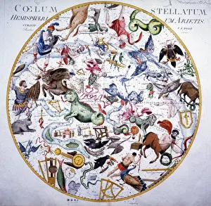 Bode: Celestial Hemisphere Map of Constellations