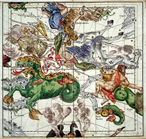 Aquarius: Celestial star map of the Constellations