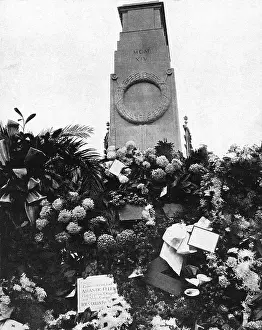 Tributes: The Cenotaph covered in flowers, November 1920
