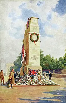 Tributes: The Cenotaph, Whitehall, London - looking North