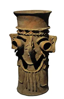 Censer: Censer with the image of the god Tlaloc. Ceramic