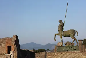 Mitoraj: Centaur statue by Mitoraj, Forum, Pompeii, Campania, Italy