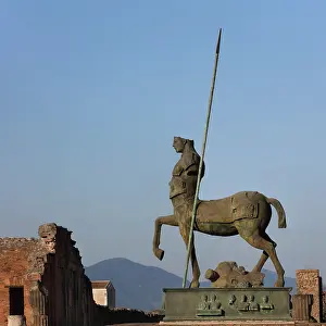 Mitoraj: Centaur statue by Mitoraj, Forum, Pompeii, Campania, Italy