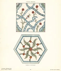 Editions Albert Morance: Ceramic floor tiles decorated with flowers and