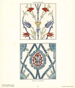 Editions Albert Morance: Ceramic floor tiles decorated with flowers and