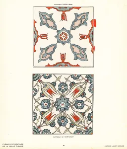 Editions Albert Morance: Ceramic floor tiles decorated with tulips and
