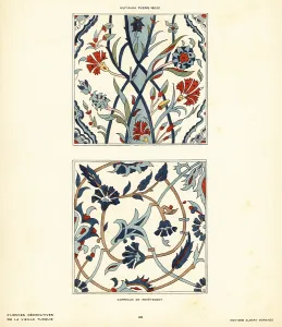 Editions Albert Morance: Ceramic floor tiles decrated with flowers and
