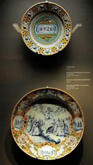 Catharijneconvent: Ceramic. Plates decorated with scenes religious, 17th-18th ce