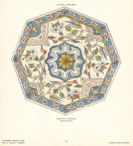 Bursa: Ceramic rosette wall tile decorated with tulips