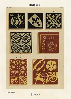Ancienne: Ceramic tiles with heraldic designs, Middle Ages