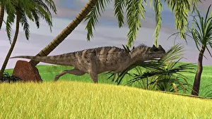 Ceratosaurus: Ceratosaurus hunting in a field