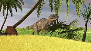 Ceratosaurus: Ceratosaurus hunting in a field