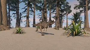 Ceratosaurus: Ceratosaurus hunting in a prehistoric environment