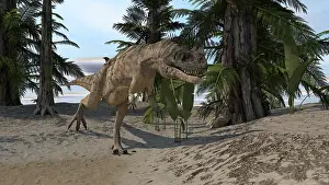 Ceratosaurus: Ceratosaurus hunting in a prehistoric environment