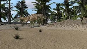 Ceratosaurus: Ceratosaurus hunting in a prehistoric environment