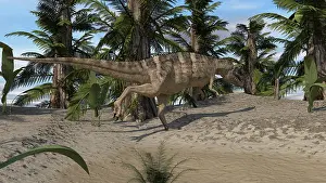 Ceratosaurus: Ceratosaurus hunting in a prehistoric environment