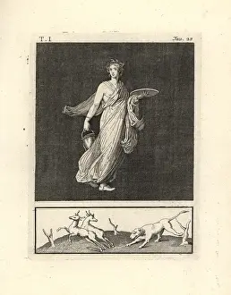 Triclinium: Cernophores dancer with basket, plate, crown