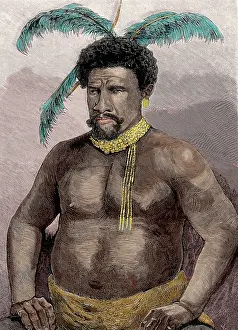 Zulu: Cetshwayo (1826-1884). Colored engraving