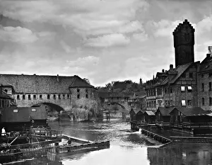Obtained: Chain Bridge and Hallertor Bridge in Nuremberg, 1934