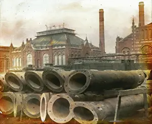 Retorts: Chamotte-retorts in front of the gasworks
