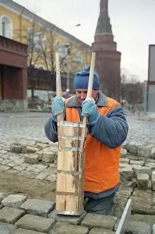 Paving: Change of paving blocks on Red Square, 1997