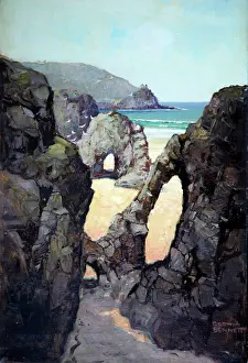 Godwin: Chapel and Arch Rocks, Perranporth, Cornwall
