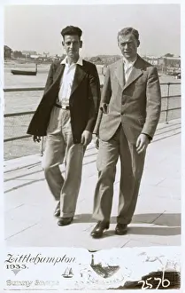 Grenville Collins / Tom Gillmor Collection: Two Chaps stroll along the Littlehampton Waterfront